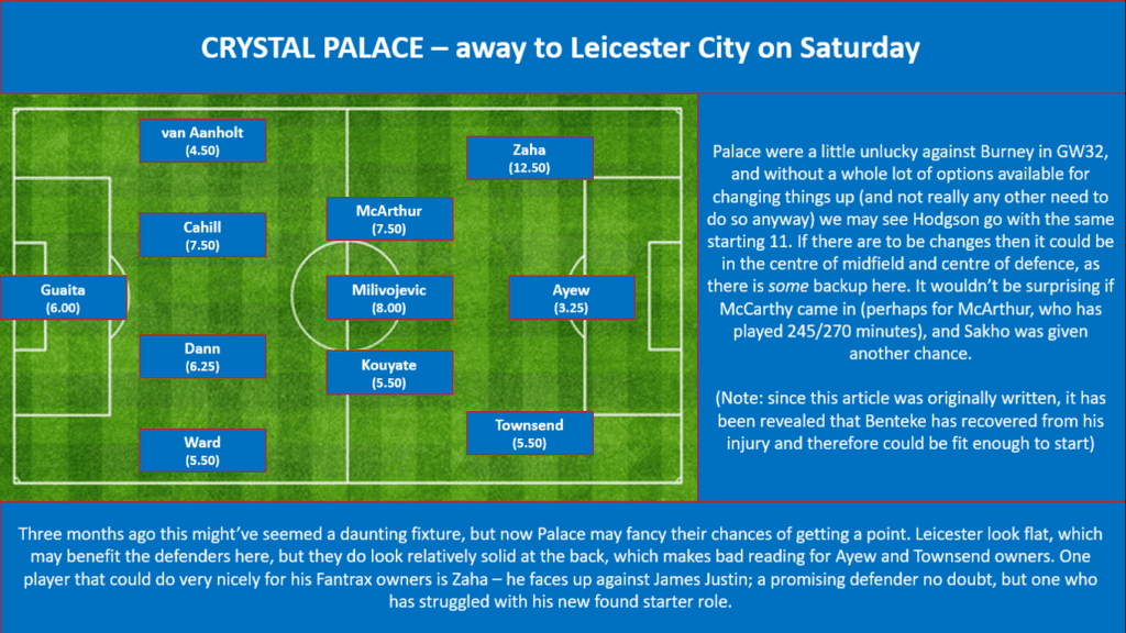 epl projections - Crystal Palace